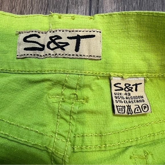 Women’s Bright Green Relax Fit Bell Bottoms Pants With Back Pockets Size EUR 42 - Picture 11 of 12